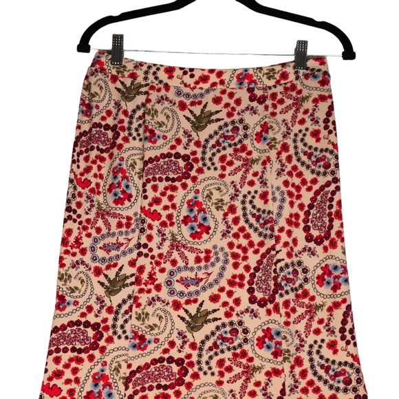 Cato Maxi Skirt Womens XS Red Ivory Floral Stretch Slinky Travel Pull On Boho - Picture 2 of 11